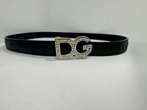 DG Embellished Black Leather Belt
